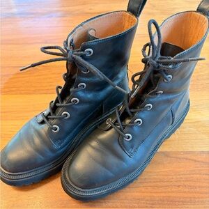 Madewell Black Leather Combat Boots